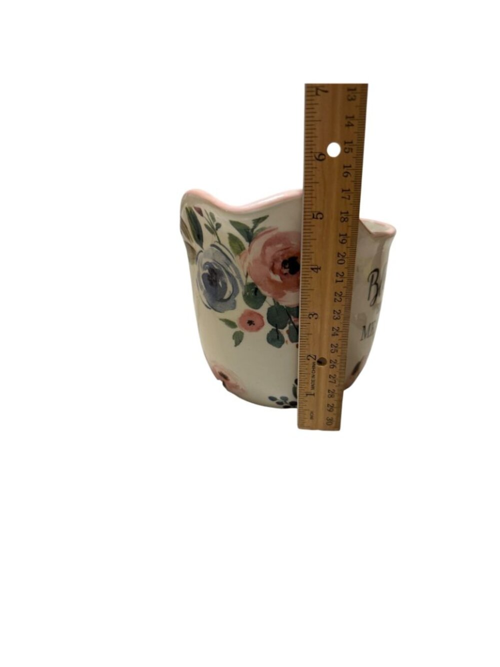Blessed Beyond Measure Floral Ceramic 4 Cup Measuring Cup Mixing Bowl Roses - Picture 8 of 10